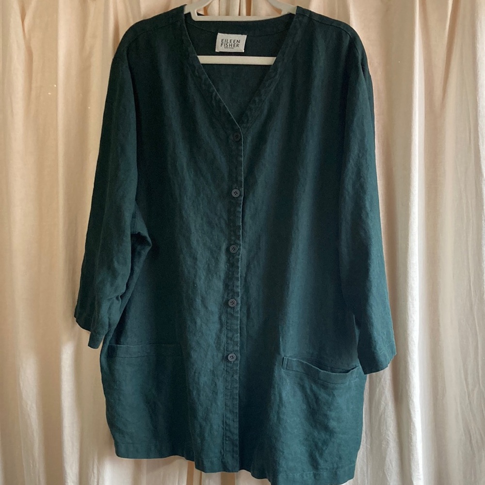 Eileen fisher linen plus sized tunic jacket